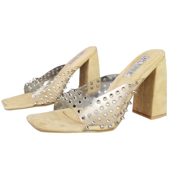 Cape Robbin chunky heel clear studded sandal slides size 10 - Picture 1 of 11
